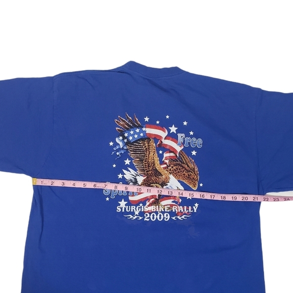 2009 Sturgis Motorcycle Rally T-Shirt Sz XL ? Blue American Flag Eagle Bike Week - Picture 6 of 7